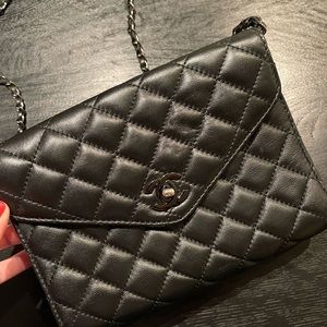 Black Quilted Leather Crossbody Bag